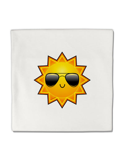 Sun With Sunglasses Micro Fleece 14&#x22;x14&#x22; Pillow Sham by TooLoud-Pillow Sham-TooLoud-White-Davson Sales