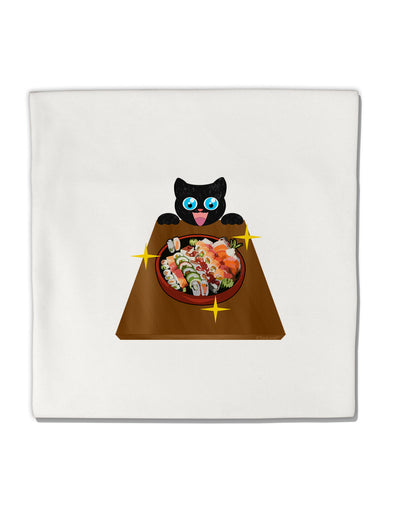 Anime Cat Loves Sushi Micro Fleece 14&#x22;x14&#x22; Pillow Sham by TooLoud-Pillow Sham-TooLoud-White-Davson Sales