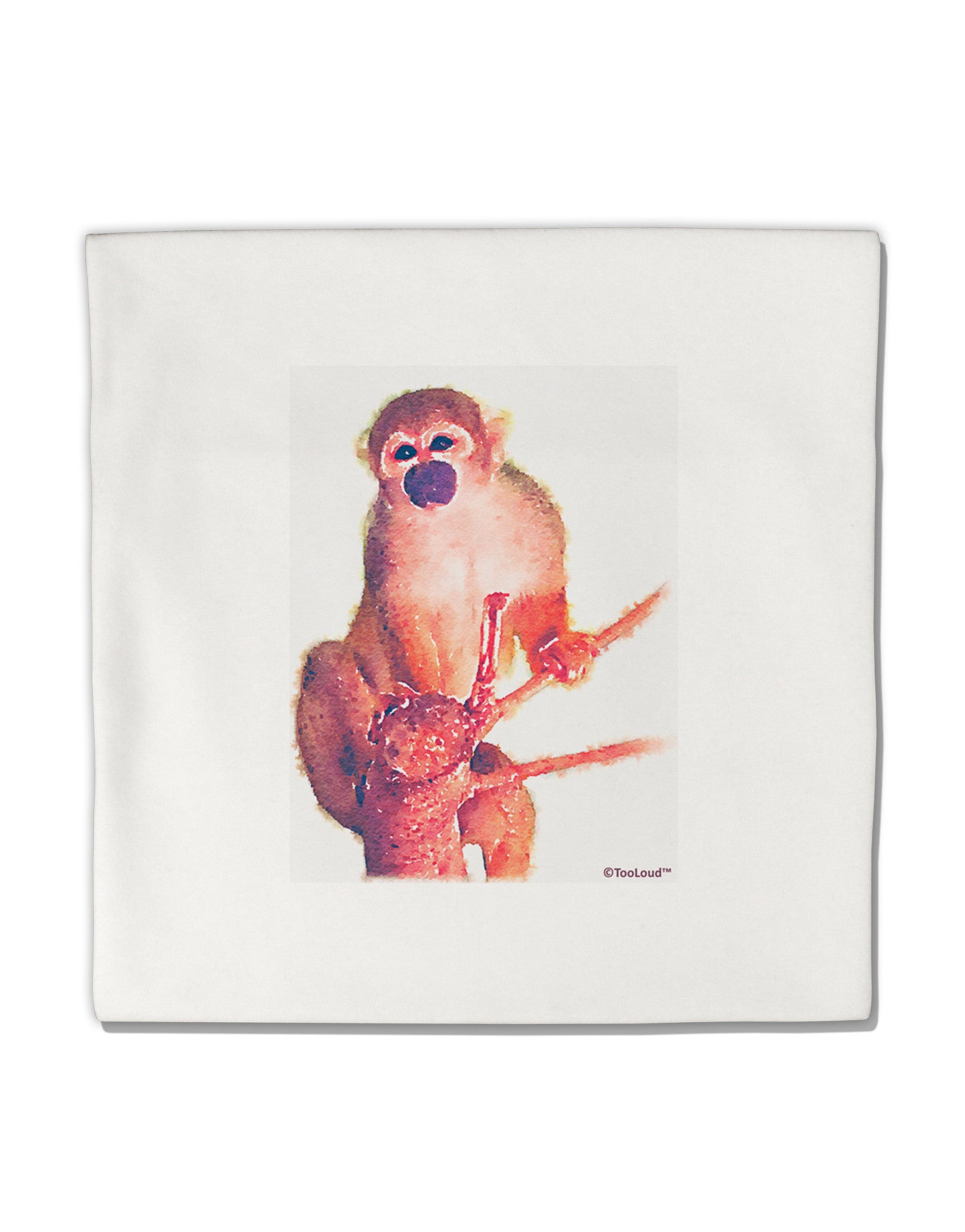 Monkey in Tree Watercolor Micro Fleece 14"x14" Pillow Sham-Pillow Sham-TooLoud-White-Davson Sales