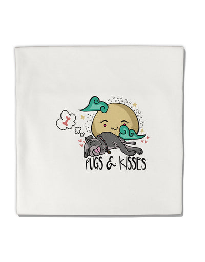 TooLoud Pugs and Kisses Micro Fleece 14 Inch x 14 Inch Pillow Sham-ThrowPillowCovers-TooLoud-Davson Sales