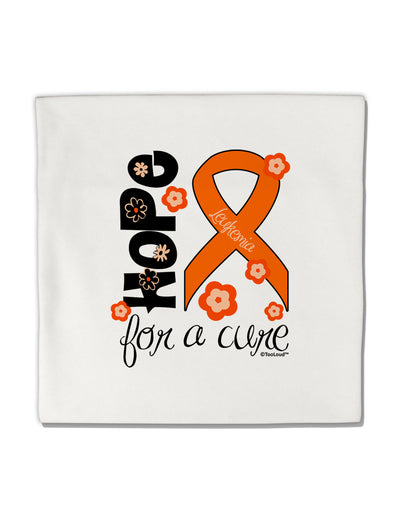 Hope for a Cure - Orange Ribbon Leukemia - Flowers Micro Fleece 14&#x22;x14&#x22; Pillow Sham-Pillow Sham-TooLoud-White-Davson Sales