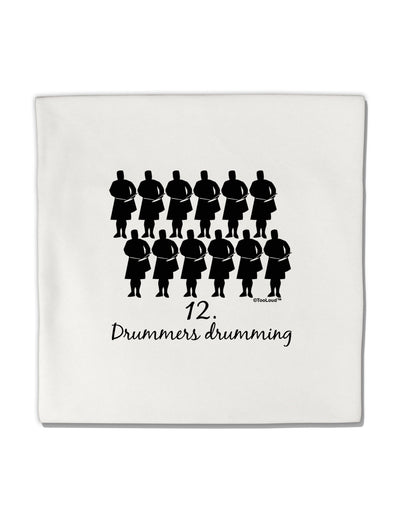 Twelve Drummers Drumming Text Micro Fleece 14&#x22;x14&#x22; Pillow Sham-Pillow Sham-TooLoud-White-Davson Sales