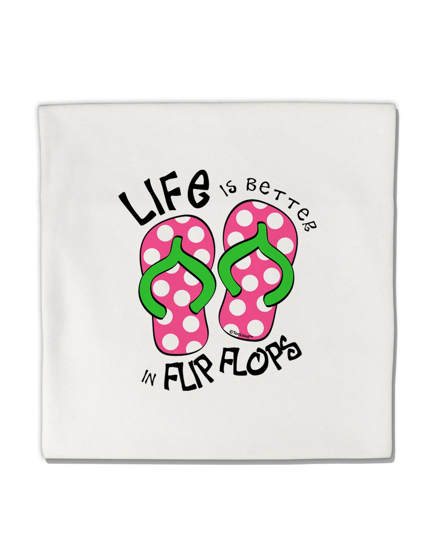 Life is Better in Flip Flops - Pink and Green Micro Fleece 14"x14" Pillow Sham-Pillow Sham-TooLoud-White-Davson Sales