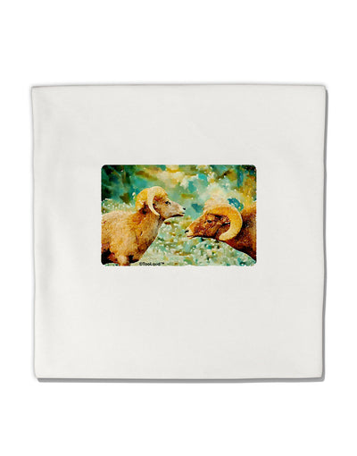 Two Bighorn Rams Watercolor Micro Fleece 14&#x22;x14&#x22; Pillow Sham-Pillow Sham-TooLoud-White-Davson Sales