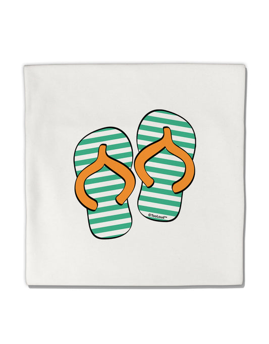 Striped Flip Flops - Teal and Orange Micro Fleece 14"x14" Pillow Sham-Pillow Sham-TooLoud-White-Davson Sales
