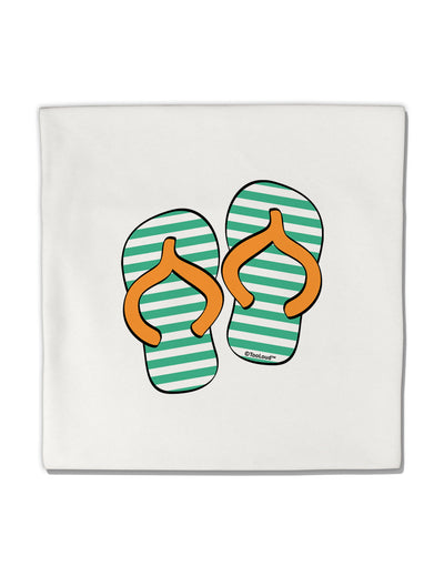 Striped Flip Flops - Teal and Orange Micro Fleece 14&#x22;x14&#x22; Pillow Sham-Pillow Sham-TooLoud-White-Davson Sales