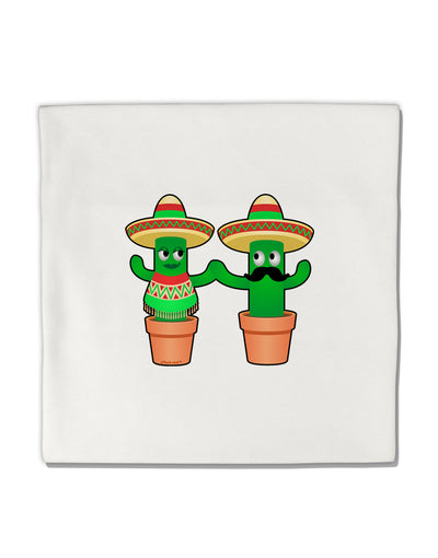 Fiesta Cactus Couple Micro Fleece 14&#x22;x14&#x22; Pillow Sham by TooLoud-Pillow Sham-TooLoud-White-Davson Sales