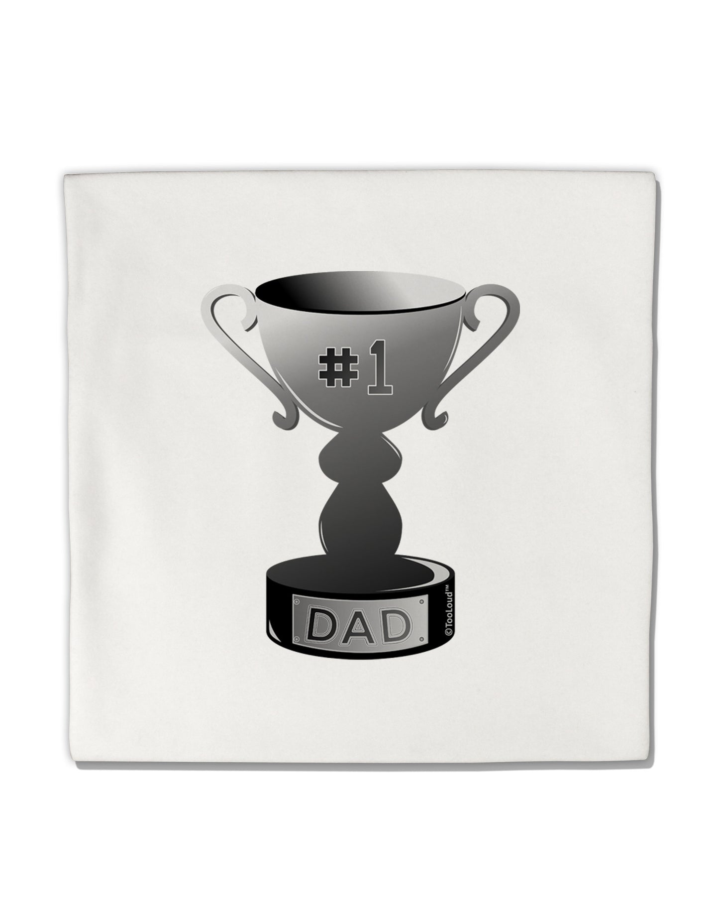 Number One Dad Trophy - Grayscale Micro Fleece 14"x14" Pillow Sham-Pillow Sham-TooLoud-White-Davson Sales