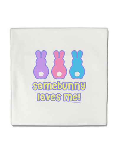 Three Easter Bunnies - Somebunny Loves Me Micro Fleece 14&#x22;x14&#x22; Pillow Sham by TooLoud-Pillow Sham-TooLoud-White-Davson Sales