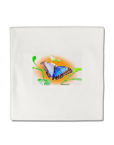Blue Watercolor Butterfly Micro Fleece 14&#x22;x14&#x22; Pillow Sham-Pillow Sham-TooLoud-White-Davson Sales
