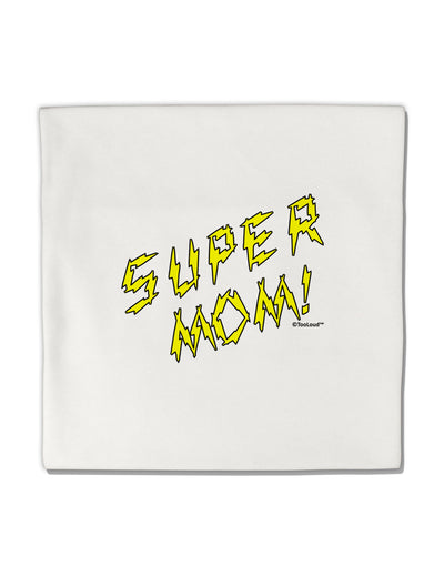 Super Mom - Lightening Bolt Design Micro Fleece 14&#x22;x14&#x22; Pillow Sham by TooLoud-Pillow Sham-TooLoud-White-Davson Sales