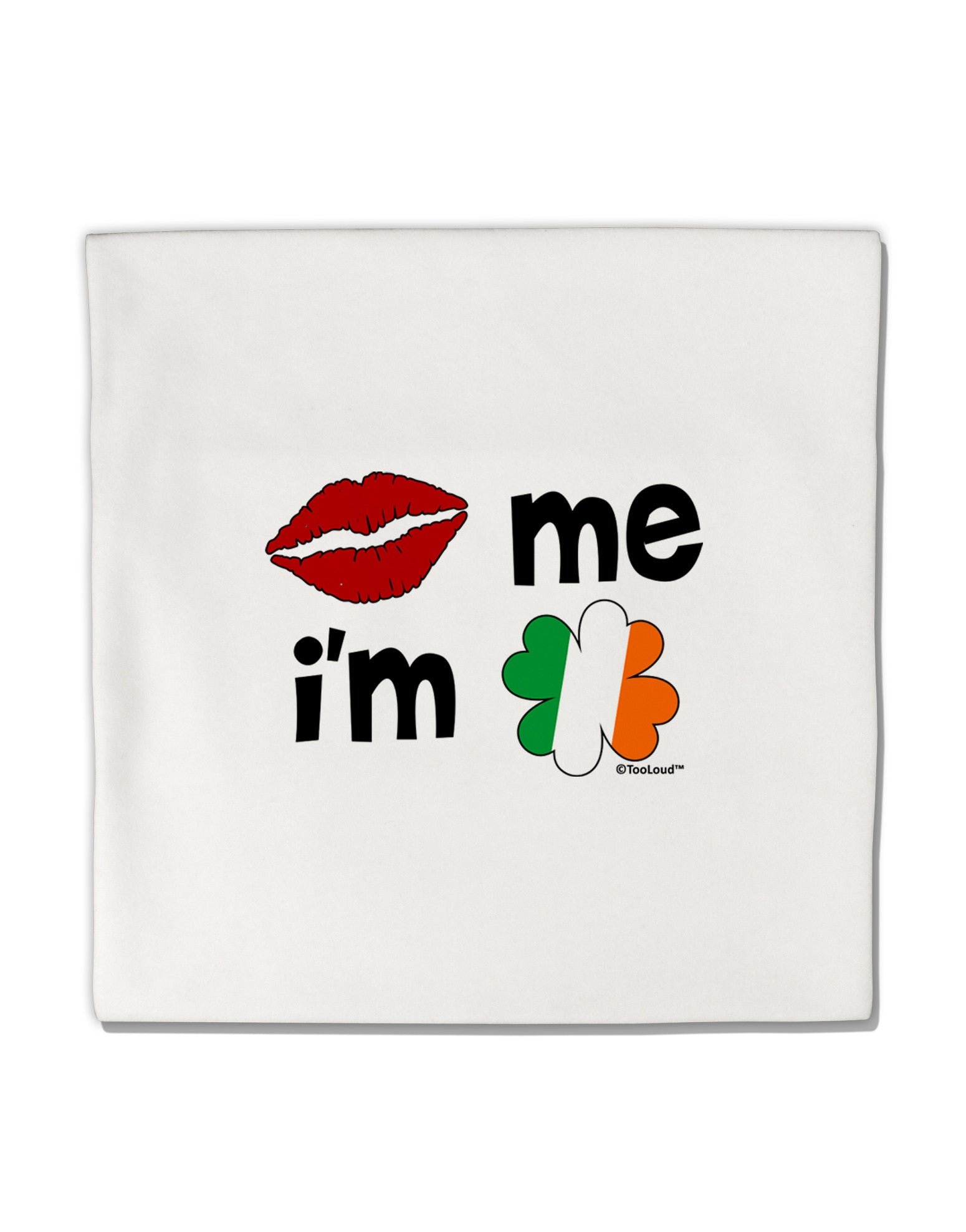 Kiss and Irish Flag Shamrock - Kiss Me I'm Irish Micro Fleece 14&#x22;x14&#x22; Pillow Sham by TooLoud-Pillow Sham-TooLoud-White-Davson Sales