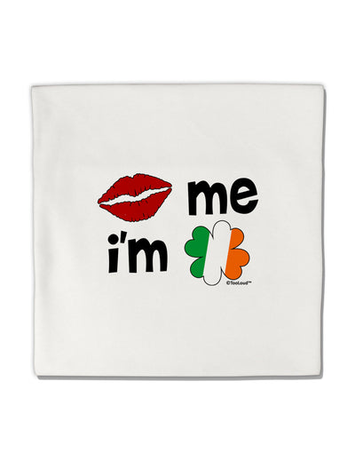 Kiss and Irish Flag Shamrock - Kiss Me I'm Irish Micro Fleece 14&#x22;x14&#x22; Pillow Sham by TooLoud-Pillow Sham-TooLoud-White-Davson Sales