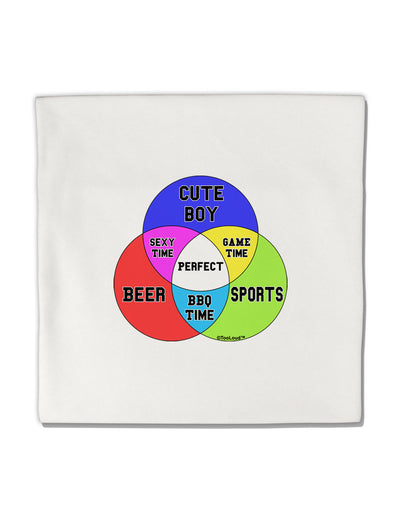 Beer Boy and Sports Diagram Micro Fleece 14&#x22;x14&#x22; Pillow Sham-Pillow Sham-TooLoud-White-Davson Sales