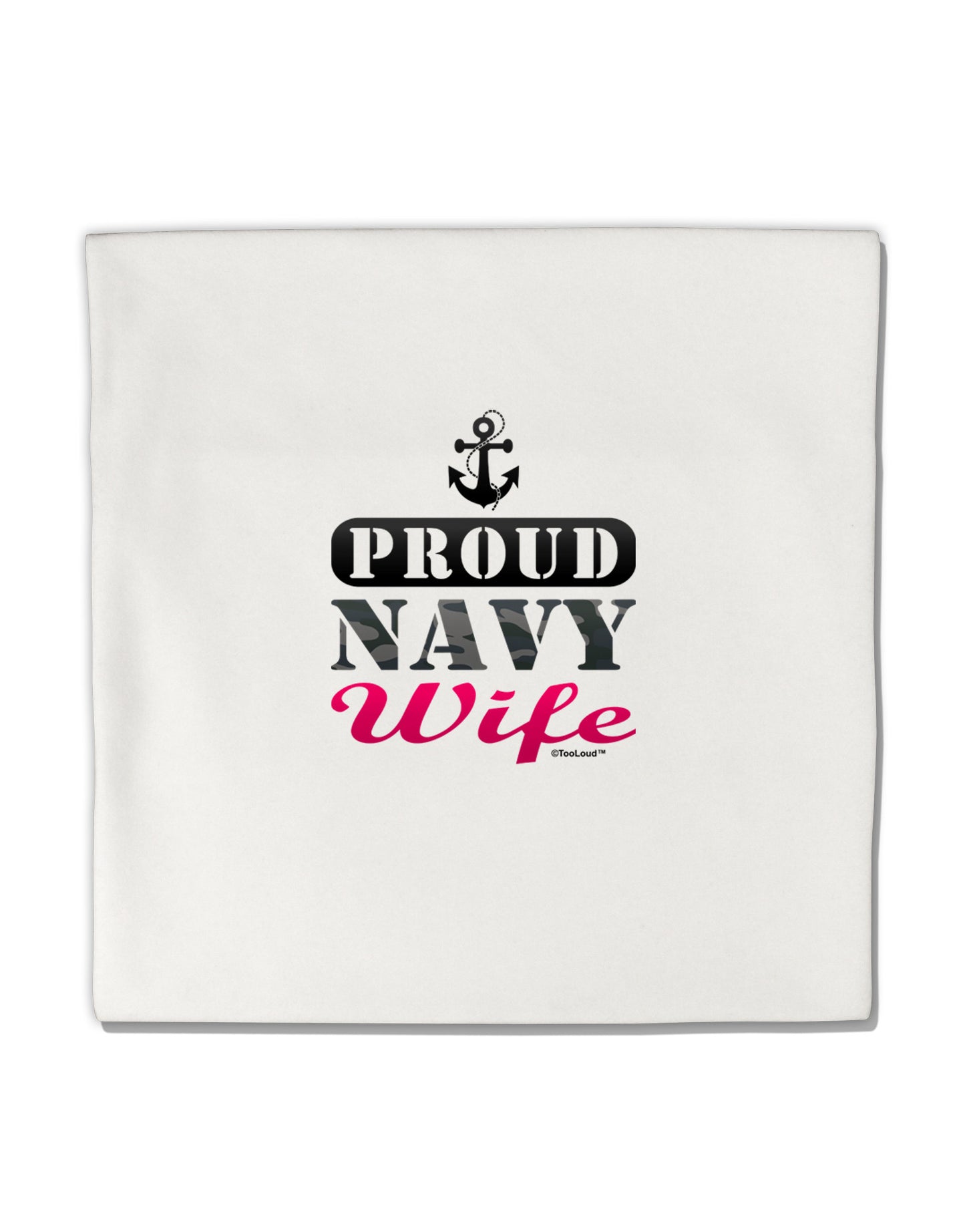 Proud Navy Wife Micro Fleece 14"x14" Pillow Sham-Pillow Sham-TooLoud-White-Davson Sales