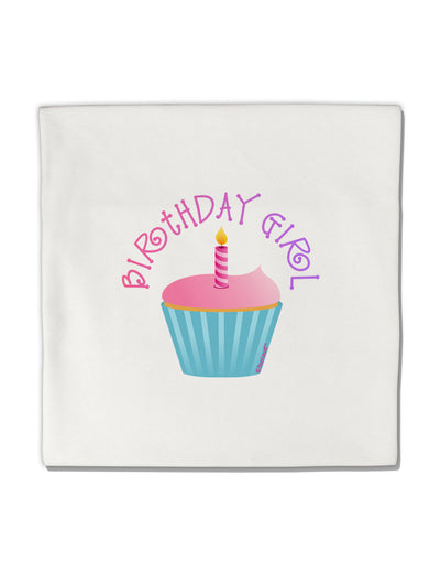 Birthday Girl - Candle Cupcake Micro Fleece 14&#x22;x14&#x22; Pillow Sham by TooLoud-Pillow Sham-TooLoud-White-Davson Sales