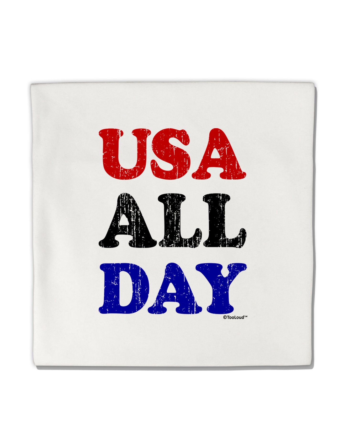 USA All Day - Distressed Patriotic Design Micro Fleece 14"x14" Pillow Sham by TooLoud-Pillow Sham-TooLoud-White-Davson Sales