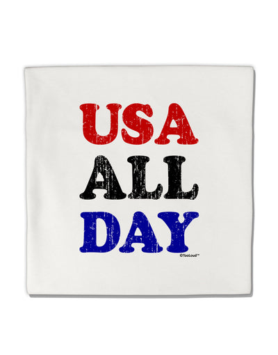 USA All Day - Distressed Patriotic Design Micro Fleece 14&#x22;x14&#x22; Pillow Sham by TooLoud-Pillow Sham-TooLoud-White-Davson Sales