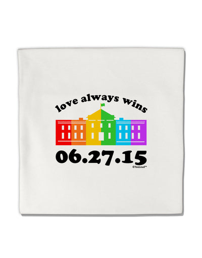 Love Always Wins with Date - Marriage Equality Micro Fleece 14&#x22;x14&#x22; Pillow Sham-Pillow Sham-TooLoud-White-Davson Sales