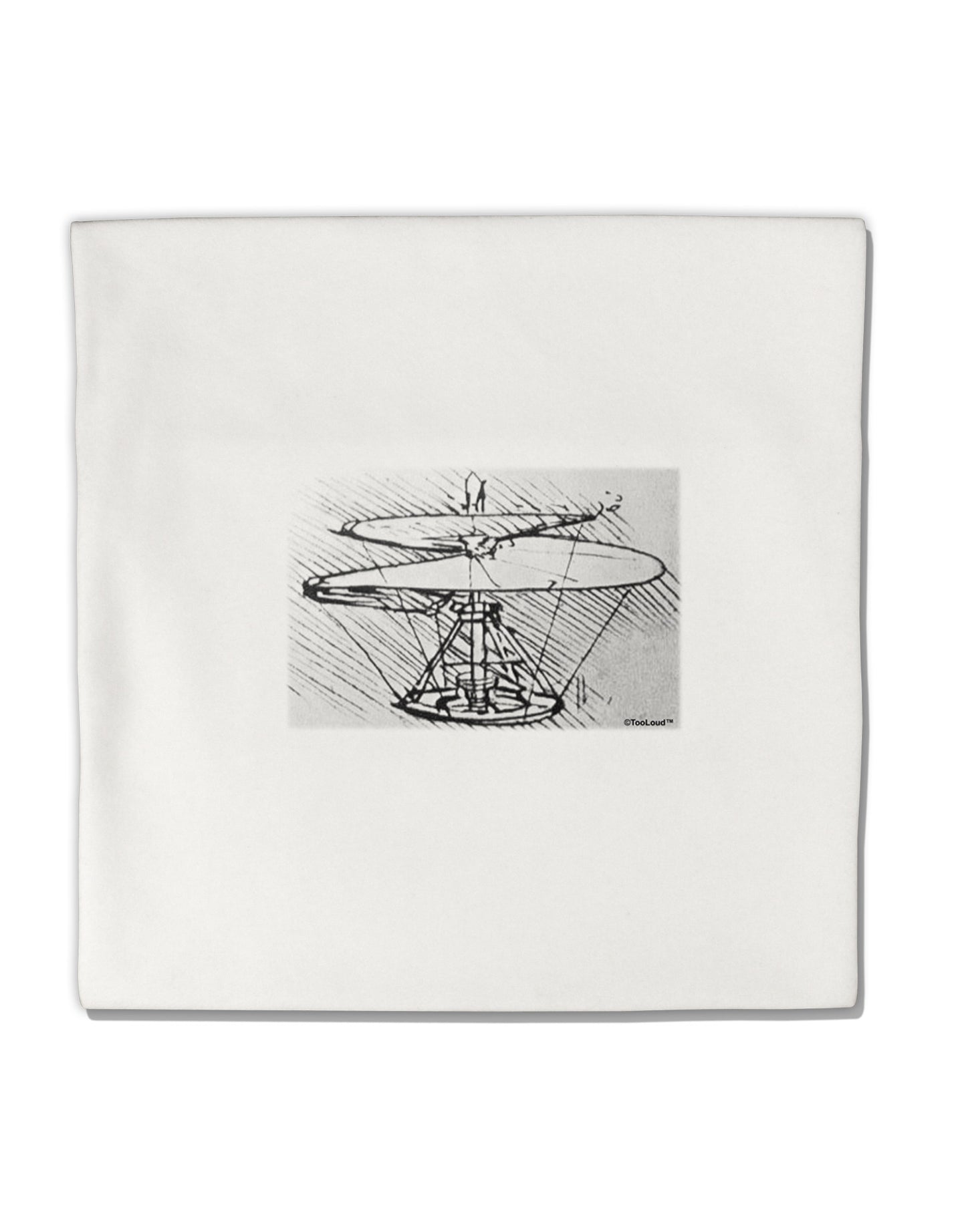 Helicopter Sketch Micro Fleece 14&#x22;x14&#x22; Pillow Sham-Pillow Sham-TooLoud-White-Davson Sales