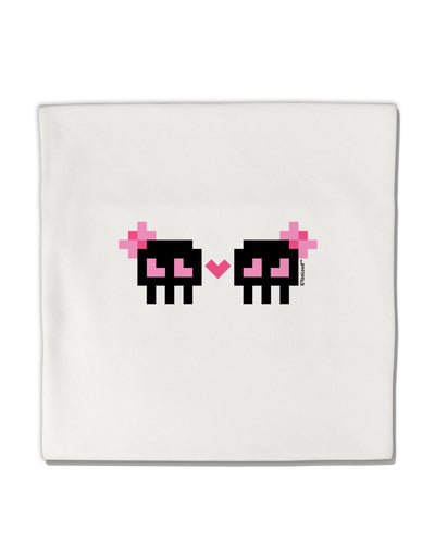8-Bit Skull Love - Girl and Girl Micro Fleece 14&#x22;x14&#x22; Pillow Sham-Pillow Sham-TooLoud-White-Davson Sales