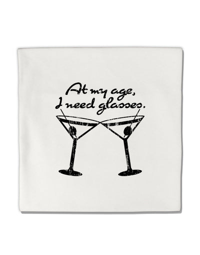 At My Age I Need Glasses - Martini Distressed Micro Fleece 14&#x22;x14&#x22; Pillow Sham by TooLoud-Pillow Sham-TooLoud-White-Davson Sales