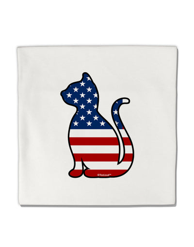 Patriotic Cat Design Micro Fleece 14&#x22;x14&#x22; Pillow Sham by TooLoud-Pillow Sham-TooLoud-White-Davson Sales