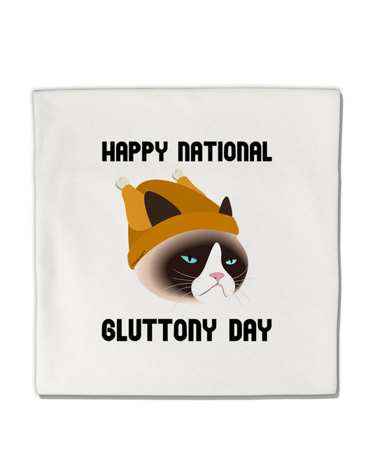 Gluttony Day Disgruntled Cat Micro Fleece 14&#x22;x14&#x22; Pillow Sham by TooLoud-Pillow Sham-TooLoud-White-Davson Sales