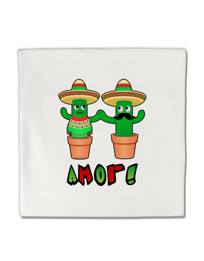 Fiesta Cactus Couple Amor Micro Fleece 14&#x22;x14&#x22; Pillow Sham by TooLoud-Pillow Sham-TooLoud-White-Davson Sales