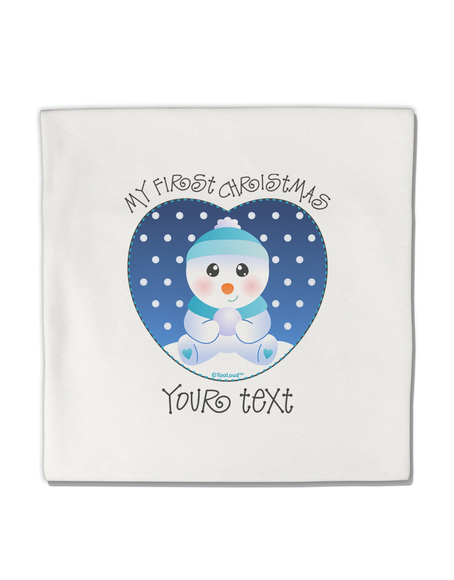 Personalized My First Christmas Snowbaby Blue Micro Fleece 14"x14" Pillow Sham-Pillow Sham-TooLoud-White-Davson Sales