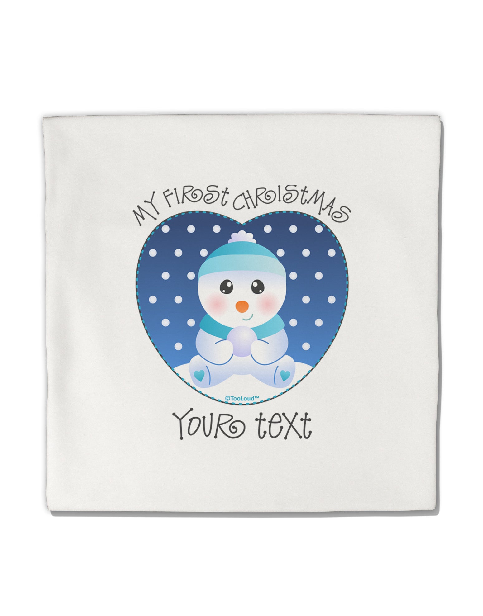 Personalized My First Christmas Snowbaby Blue Micro Fleece 14"x14" Pillow Sham-Pillow Sham-TooLoud-White-Davson Sales