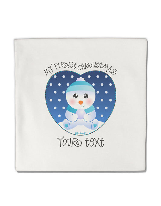 Personalized My First Christmas Snowbaby Blue Micro Fleece 14"x14" Pillow Sham-Pillow Sham-TooLoud-White-Davson Sales