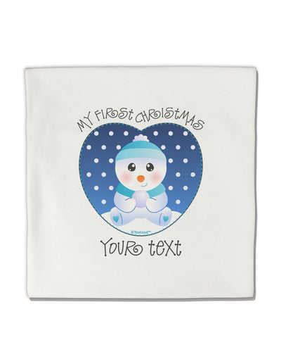 Personalized My First Christmas Snowbaby Blue Micro Fleece 14&#x22;x14&#x22; Pillow Sham-Pillow Sham-TooLoud-White-Davson Sales