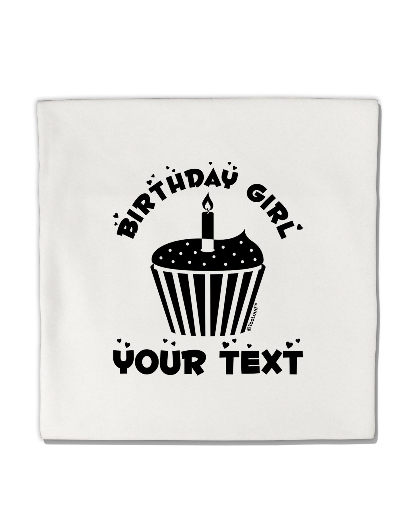 Personalized Birthday Girl Cupcake -Customizable- Name Micro Fleece 14"x14" Pillow Sham-Pillow Sham-TooLoud-White-Davson Sales