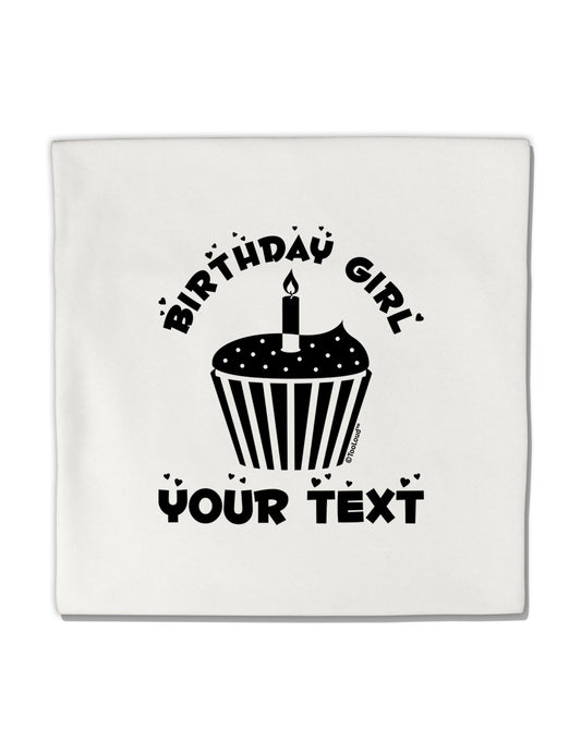 Personalized Birthday Girl Cupcake -Customizable- Name Micro Fleece 14"x14" Pillow Sham-Pillow Sham-TooLoud-White-Davson Sales