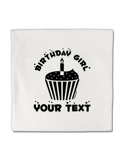 Personalized Birthday Girl Cupcake -Customizable- Name Micro Fleece 14&#x22;x14&#x22; Pillow Sham-Pillow Sham-TooLoud-White-Davson Sales