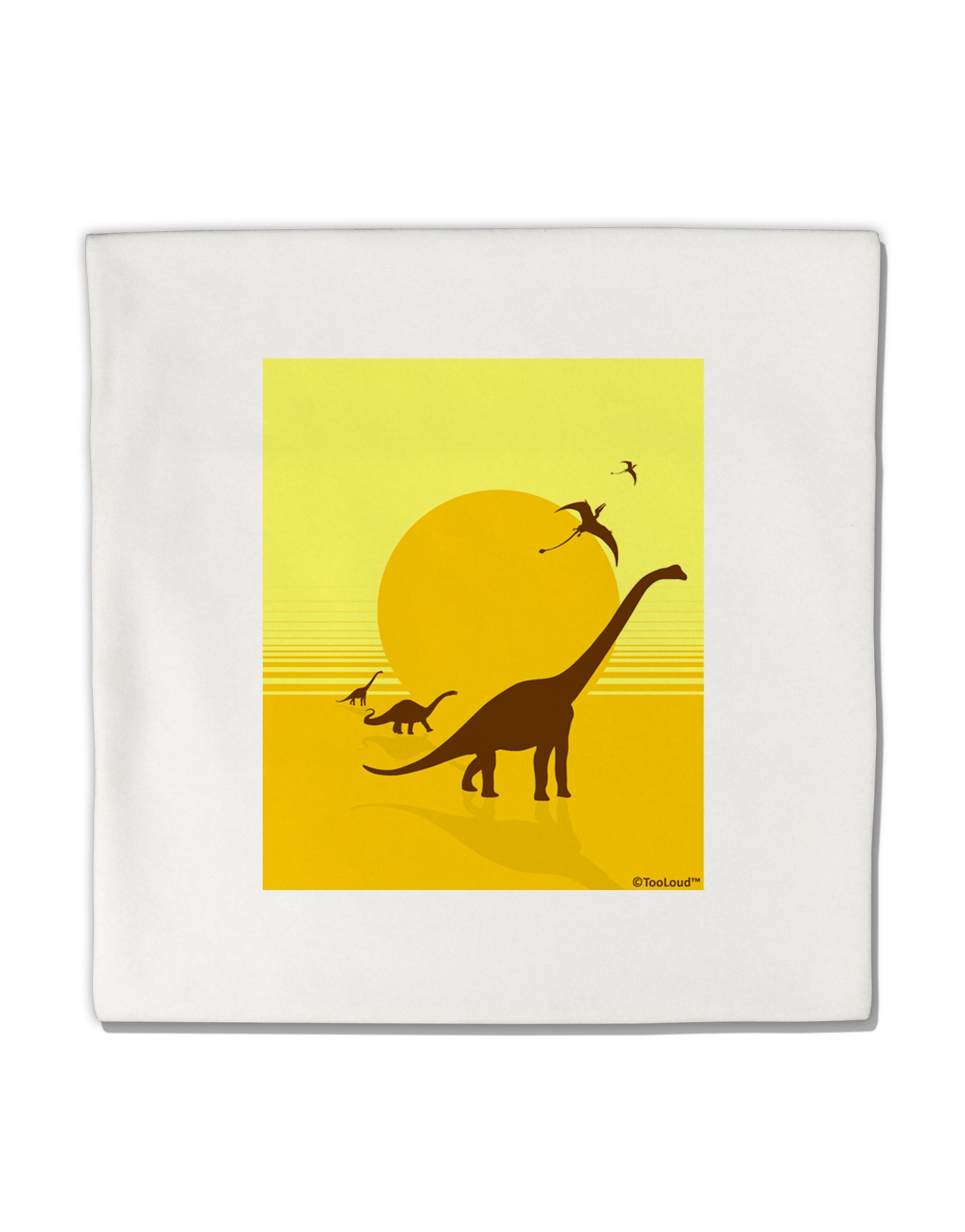 Brontosaurus and Pterodactyl Silhouettes with Sun Micro Fleece 14"x14" Pillow Sham by TooLoud-Pillow Sham-TooLoud-White-Davson Sales