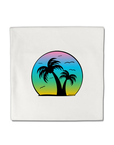 Palm Trees Silhouette - Beach Sunset Design Micro Fleece 14&#x22;x14&#x22; Pillow Sham-Pillow Sham-TooLoud-White-Davson Sales