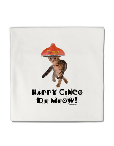 Cat with Pink Sombrero - Happy Cinco de Meow Micro Fleece 14&#x22;x14&#x22; Pillow Sham by TooLoud-Pillow Sham-TooLoud-White-Davson Sales