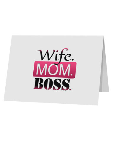 TooLoud Wife Mom Boss 10 Pack of 5x7&#x22; Top Fold Blank Greeting Cards-Greeting Cards-TooLoud-White-Davson Sales