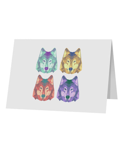 Geometric Wolf Head Pop Art 10 Pack of 5x7&#x22; Top Fold Blank Greeting Cards by TooLoud-Greeting Cards-TooLoud-White-Davson Sales