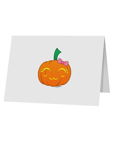 Kyu-T Face Pumpkin 10 Pack of 5x7&#x22; Top Fold Blank Greeting Cards by TooLoud-Greeting Cards-TooLoud-White-Davson Sales