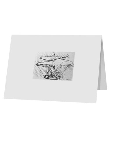 Helicopter Sketch 10 Pack of 5x7&#x22; Top Fold Blank Greeting Cards-Greeting Cards-TooLoud-White-Davson Sales