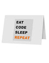 Eat Sleep Code Repeat 10 Pack of 5x7&#x22; Top Fold Blank Greeting Cards by TooLoud-TooLoud-White-Davson Sales