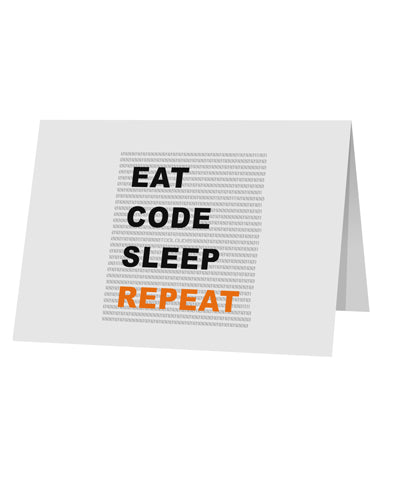 Eat Sleep Code Repeat 10 Pack of 5x7&#x22; Top Fold Blank Greeting Cards by TooLoud-TooLoud-White-Davson Sales