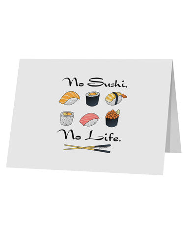 No Sushi No Life 10 Pack of 5x7&#x22; Top Fold Blank Greeting Cards-Greeting Cards-TooLoud-White-Davson Sales