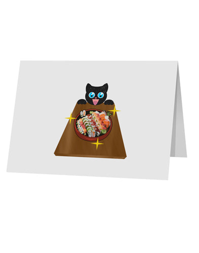 Anime Cat Loves Sushi 10 Pack of 5x7&#x22; Top Fold Blank Greeting Cards by TooLoud-Greeting Cards-TooLoud-White-Davson Sales