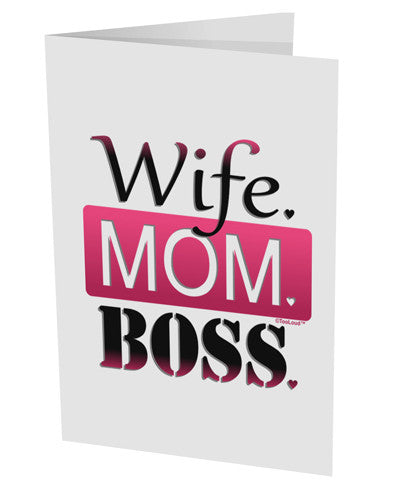 TooLoud Wife Mom Boss 10 Pack of 5x7&#x22; Side Fold Blank Greeting Cards-Greeting Cards-TooLoud-White-Davson Sales