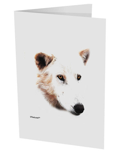 White Wolf Head Cutout 10 Pack of 5x7&#x22; Side Fold Blank Greeting Cards-Greeting Cards-TooLoud-White-Davson Sales