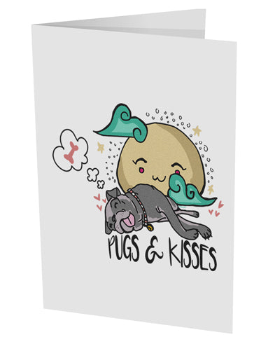 TooLoud Pugs and Kisses 10 Pack of 5x7 Inch Side Fold Blank Greeting Cards-Greeting Cards-TooLoud-Davson Sales